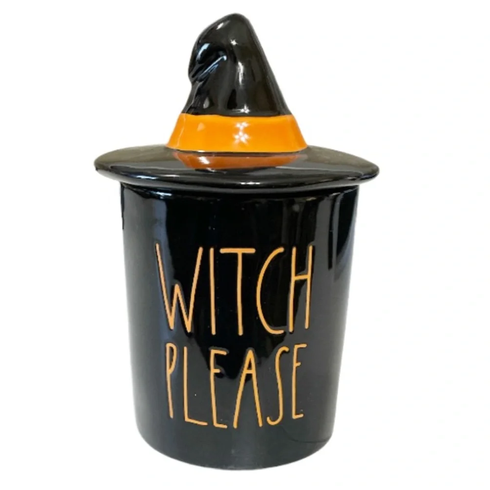 NEW Rae Dunn WITCH PLEASE Halloween Jar with Witch Hat Lid